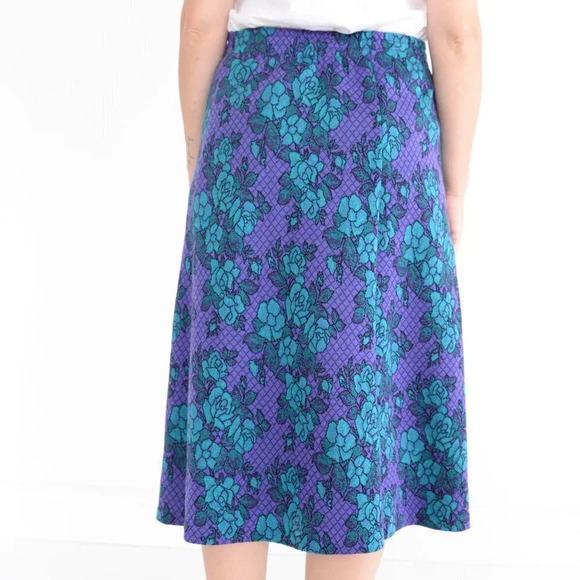 Vintage Cricket Lane Purple & Teal Floral Midi Skirt  Small - Picture 4 of 14